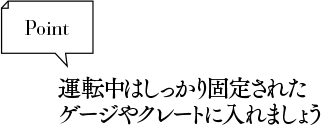 運転中はしっかり固定されたゲージやクレートに入れましょう