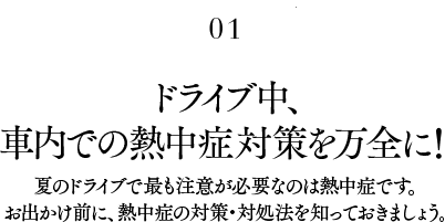 ドライブ中、社内での熱中症対策を万全に!社内での熱中症対策を万全に!