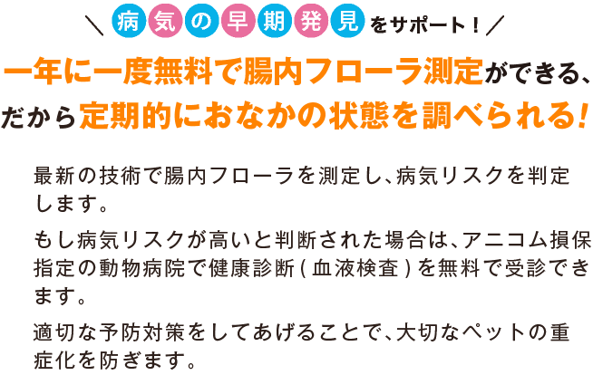 一年に一度腸内フローラ測定ができる、だから定期的におなかの状態を測定できる!