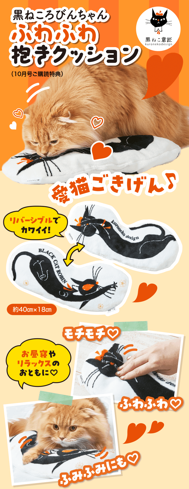 黒ねころびんちゃん ふわふわ抱きクッション