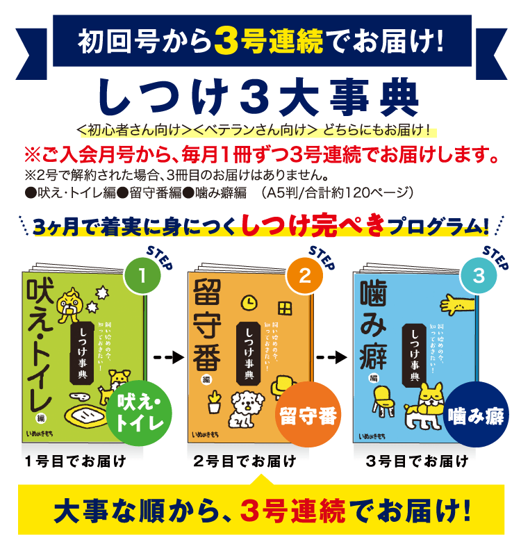 初回号から3号連続でお届け！≪しつけ3大辞典≫