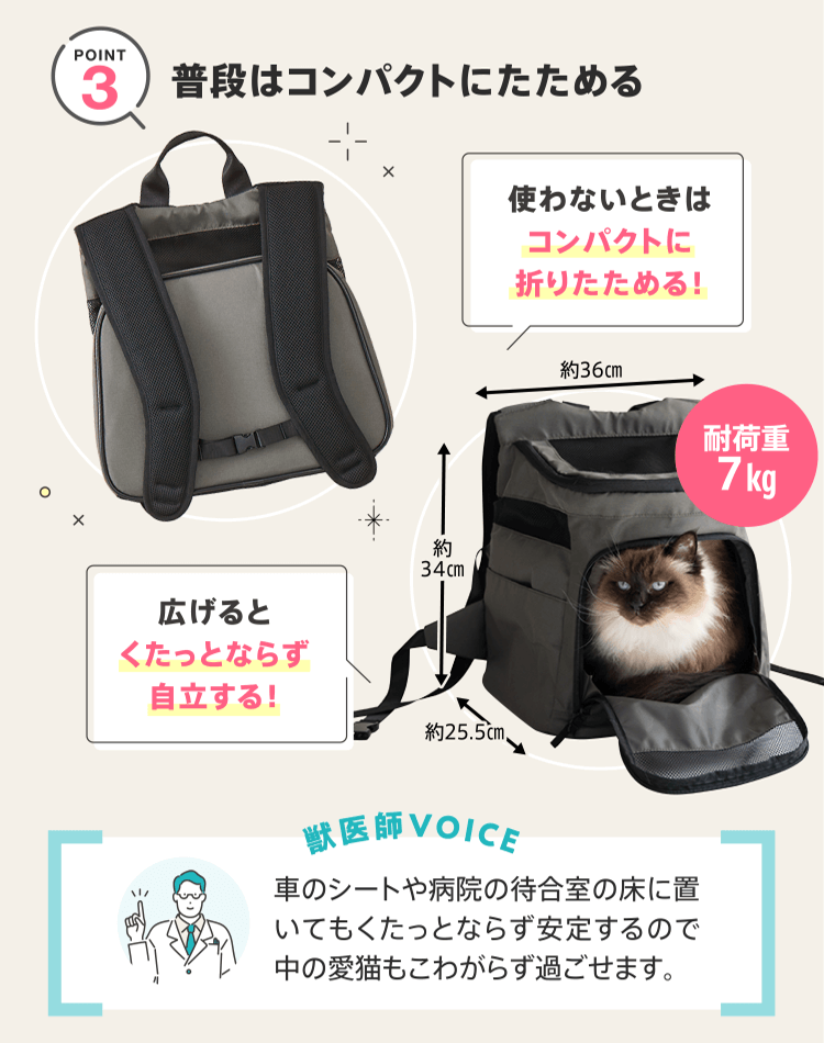 3. 普段はコンパクトにたためる