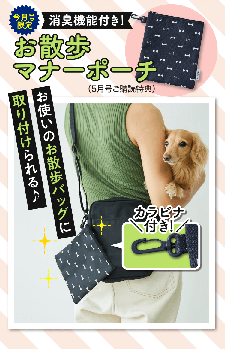 【今月号限定】消臭機能付き！お散歩マナーポーチ（5月号ご購読特典）