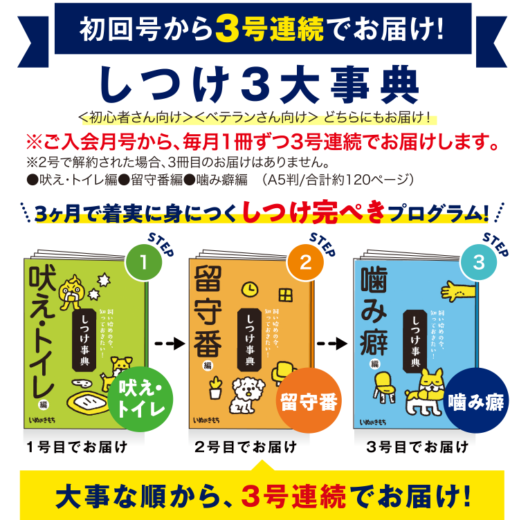 初回号から3号連続でお届け！≪しつけ3大辞典≫