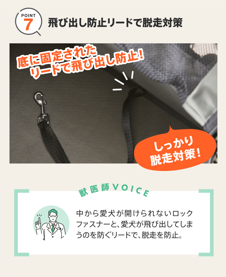 POINT7　飛び出し防止リードで脱走対策