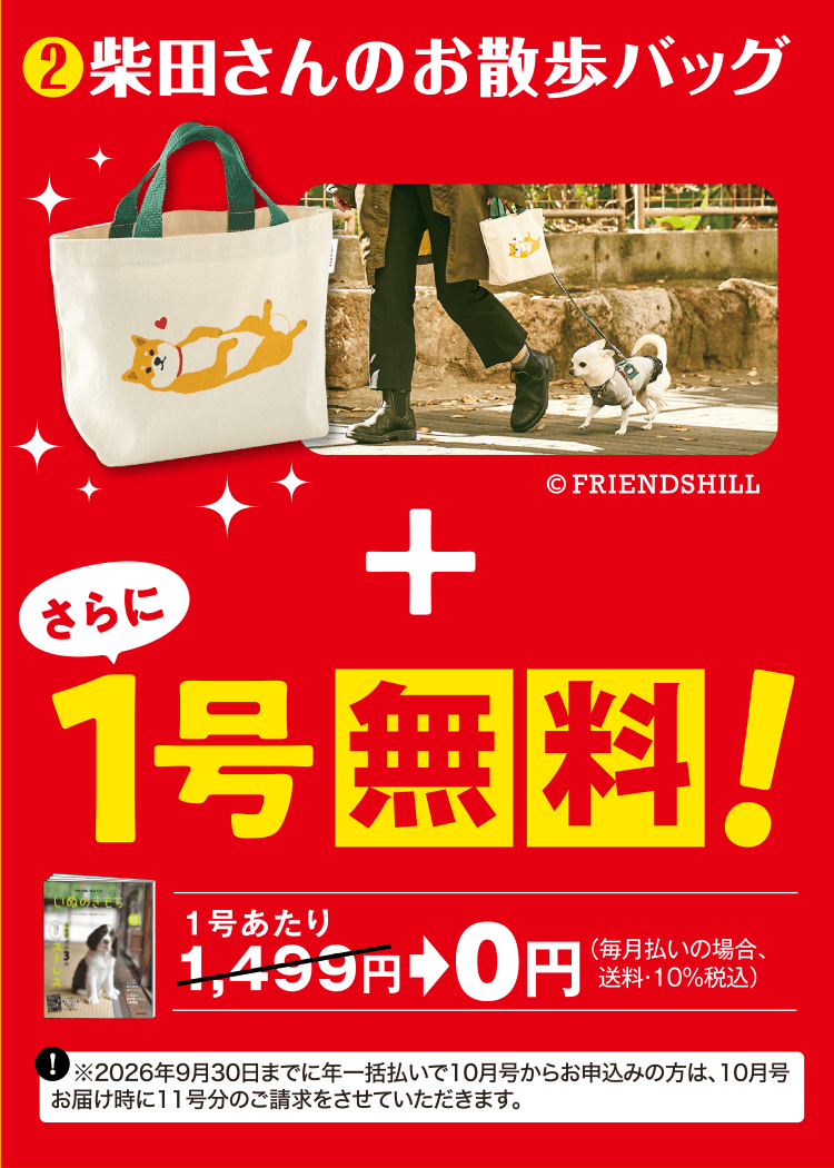 ❷柴田さんのお散歩バッグ さらに1号無料