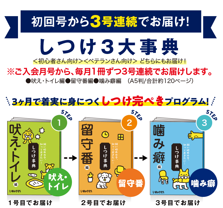 初回号から3号連続でお届け！≪しつけ3大辞典≫