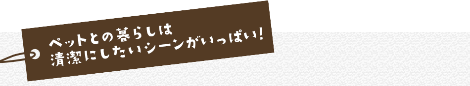 ペットとの暮らしは清潔にしたいシーンがいっぱい！