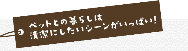 ペットとの暮らしは清潔にしたいシーンがいっぱい！