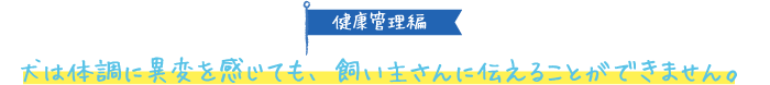【健康管理編】犬は体調に異変を感じても、飼い主さんに伝えることができません。